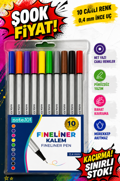 Note.101 Fineliner 10'lu Set Fotokopinci -