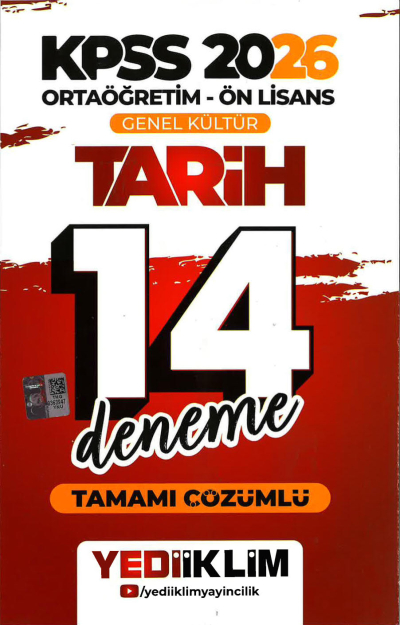 2026 KPSS Ortaöğretim Ön Lisans Genel Kültür Tarih Tamamı Çözümlü 14 Deneme Yediiklim Yayınları