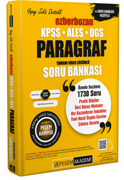 2026 AGS-KPSS-ALES-DGS Ezberbozan Paragraf Tamamı Video Çözümlü Soru Bankası Pegem Akademi Yayıncılık Fotokopinci -