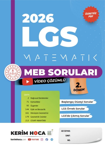 2026 LGS Matematik Meb Soruları Kitabı Kerim Hoca Fotokopinci -