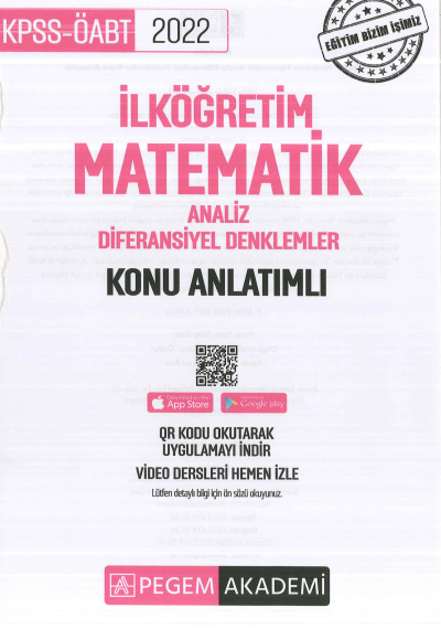 İLKÖĞRETİM MATEMATİK ANALİZ- DİFERANSİYEL DENKLEMLER KONU ANLATIMLI Fotokopinci -