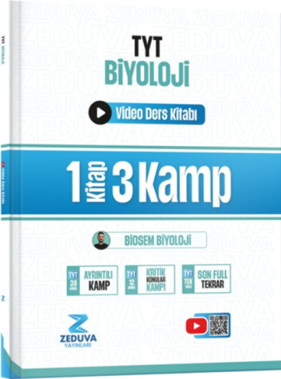 Biosem TYT Biyoloji 1 Kitap 3 Kamp Video Ders Kitabı Zeduva Yayınları Fotokopinci -