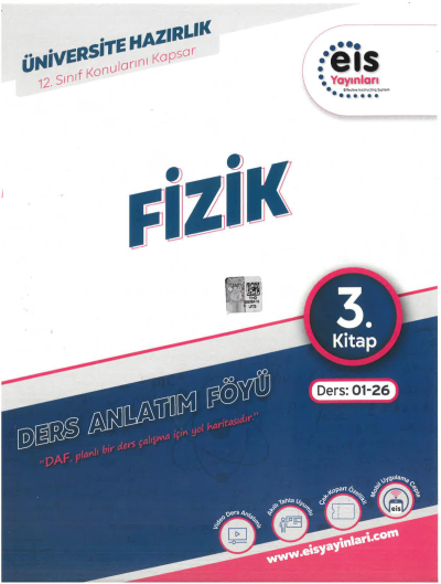 YKS - Mavi Set - DAF - Fizik - 3. Kitap Eis Yayınları Ders:01-26 12. Sınıf Konularını Kapsar Fotokopinci -