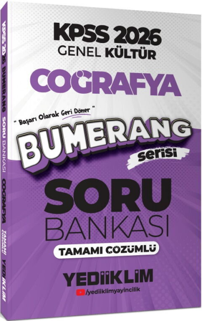 2026 KPSS Genel Kültür Bumerang Coğrafya Tamamı Çözümlü Soru Bankası Yediiklim Yayınları Fotokopinci -