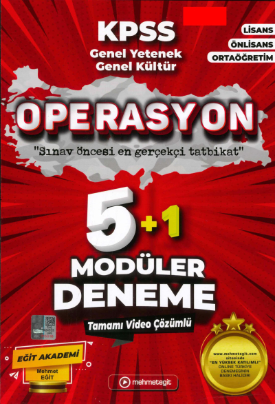 KPSS Genel Kültür Genel Yetenek Operasyon 5 Deneme Video Çözümlü Mehmet Eğit Yayınları Fotokopinci -