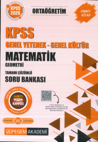 Ortaöğretim KPSS Matematik - Geometri Tamamı Çözümlü Soru Bankası Pegem Akademi Fotokopinci -