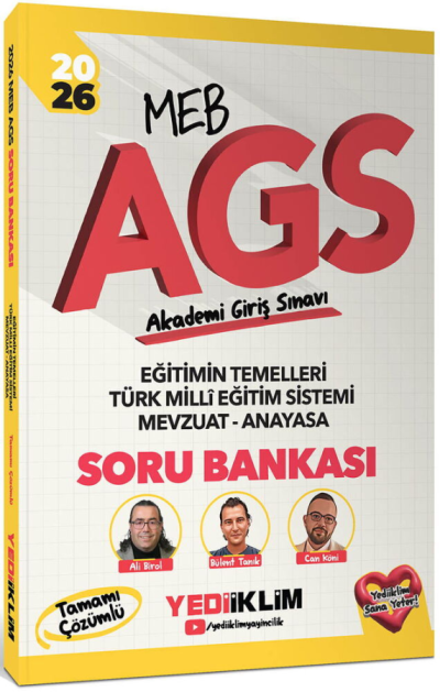 2026 MEB AGS Eğitimin Temelleri - Türk Milli Eğitim Sistemi Mevzuat Anayasa Tamamı Çözümlü Soru Bankası Yediiklim Yayınları Fotokopinci -