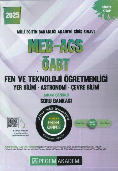 2025 MEB-AGS-ÖABT Fen ve Teknoloji Öğretmenliği Yer Bilimi - Astronomi- Çevre Bilimi Tamamı Çözümlü Soru Bankas Pegem Akademi Yayıncılık Fotokopinci -