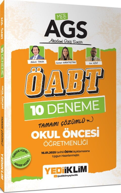 2025 MEB AGS ÖABT Okul Öncesi Öğretmenliği Tamamı Çözümlü 10 Deneme Yediiklim Yayınları Fotokopinci -