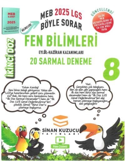 Sinan Kuzucu Yayınları 8. Sınıf İkinci Doz Fen Bilimleri 20 Sarmal Branş Deneme Fotokopinci -