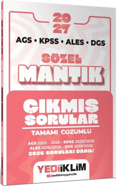 MEB AGS KPSS ALES DGS Sözel Mantık Tamamı Çözümlü Çıkmış Sorular Yediiklim Yayınları Fotokopinci -