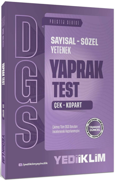 2027 DGS Sayısal Sözel Yetenek Çek Kopart Yaprak Test Yediiklim Yayınları Fotokopinci -