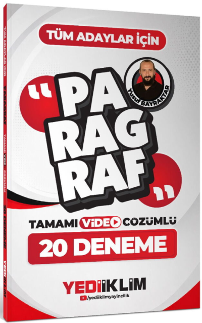 Tüm Adaylar İçin Paragraf Tamamı Video Çözümlü 20 Deneme Yediiklim Yayınları Fotokopinci -