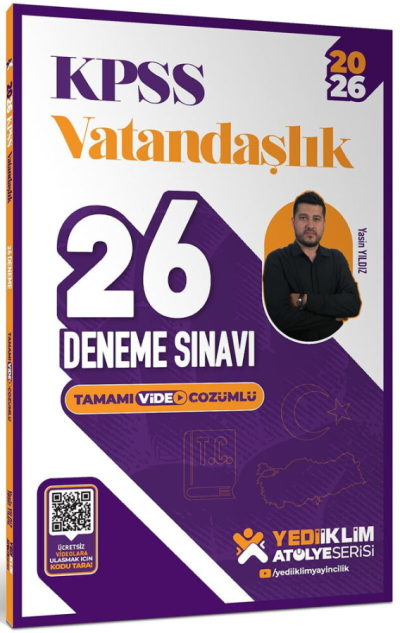 2026 KPSS Vatandaşlık Tamamı Video Çözümlü 26 Deneme Sınavı Yediiklim Yayınları Fotokopinci -