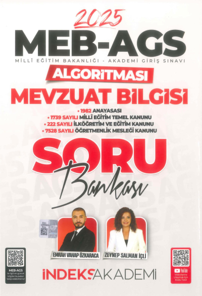 2025 MEB AGS Algoritması Mevzuat Bilgisi Soru Bankası Çözümlü İndeks Akademi Yayıncılık Fotokopinci -