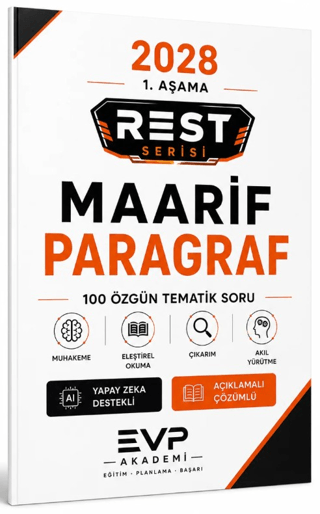 2028 REST Serisi Maarif Model Paragraf Soru Bankası 100 Özgün Tematik Soru Çözümlü EVP Akademi Fotokopinci -