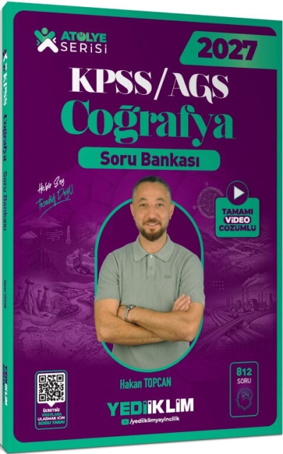 KPSS MEB-AGS Coğrafya Atölye Soru Bankası Çözümlü Hakan Topcan Yediiklim Yayınları Fotokopinci -
