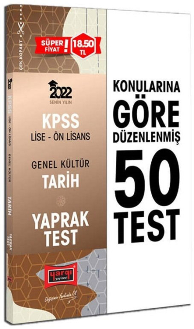 KPSS Lise Ön Lisans GK Tarih Yaprak Test Fotokopinci -