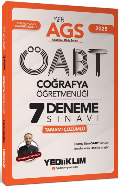 2025 MEB AGS ÖABT Coğrafya Öğretmenliği Tamamı Çözümlü 7 Deneme Sınavı Yediiklim Yayınları Fotokopinci -