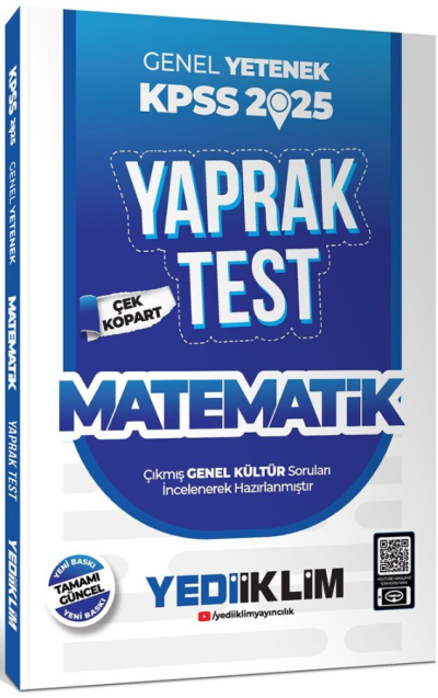 2025 KPSS Matematik Genel Yetenek Çek Kopart Yaprak Test Yediiklim Yayınları