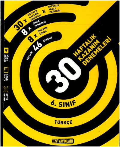 6.Sınıf Türkçe Haftalık Deneme Hız Yayınları Fotokopinci -