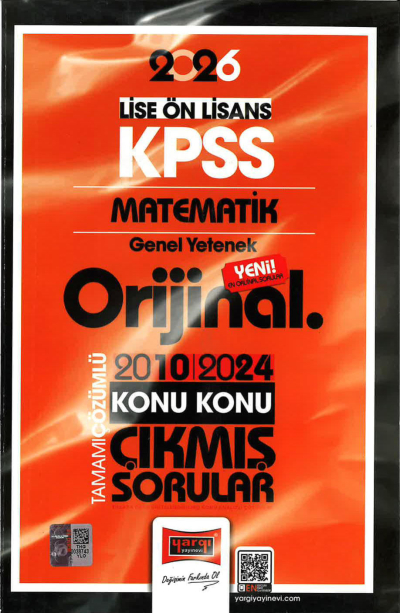 2026 KPSS Lise-Önlisans Matematik Orijinal 2010-2024 Konu Konu Çıkmış Sorular Yargı Yayınları Fotokopinci -