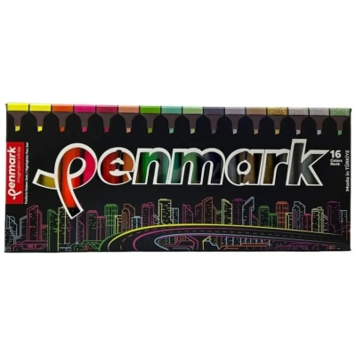 Penmark Fosforlu Kalem 16 Renk Set Süper Kutu Fotokopinci -