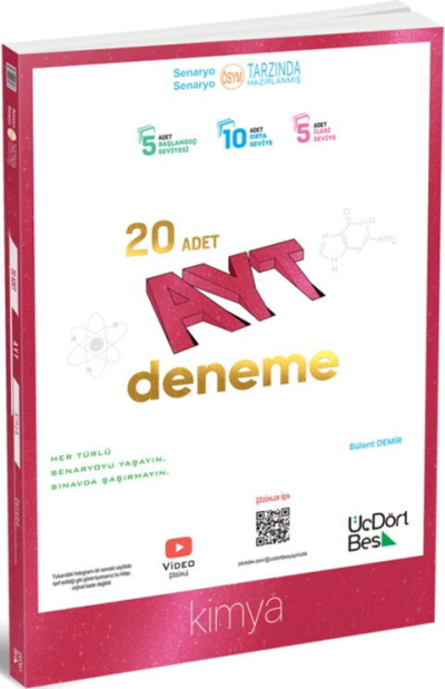 AYT Kimya 20 Deneme ÜçDörtBeş Yayınları Fotokopinci -