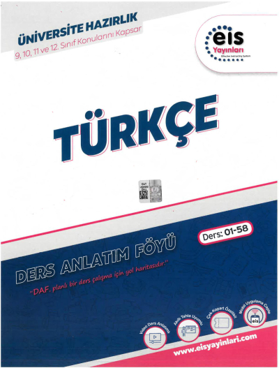 TYT AYT Türkçe Ders Anlatım Föyü Eis Yayınları (Ders: 01-58) 9-10-11-12. Sınıf Konularını Kapsar Fotokopinci -