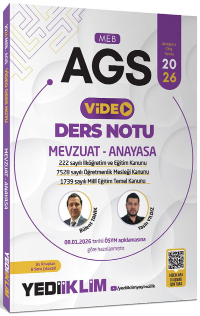 2026 MEB-AGS Mevzuat-Anayasa Video Ders Notu Yediiklim Yayınları Fotokopinci -