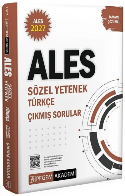 2027 ALES Sözel Yetenek Türkçe Çıkmış Sorular Çözümlü Pegem Akademi Yayınları Fotokopinci -