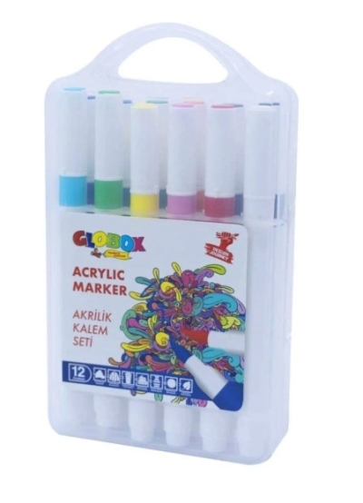 Globox Akrilik Marker Kalem Seti 12 Renk Fotokopinci -