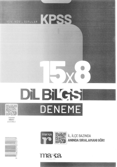 DİL BİLGİSİ 15*8 DENEME VİDEO ÇÖZÜMLÜ Fotokopinci -