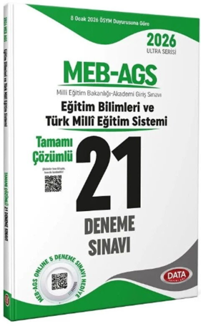 2026 MEB-AGS Eğitim Bilimleri ve Türk Milli Eğitim Sistemi 21 Deneme Çözümlü Ultra Serisi Data Yayınları Fotokopinci -