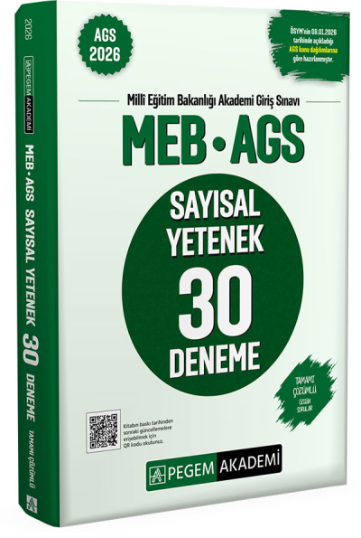 2026 MEB-AGS Sayısal Yetenek 30 Deneme Çözümlü Pegem Akademi Yayınları Fotokopinci -