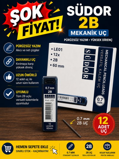 12 li 0.7 MM 2B Kalem Ucu Südor Fotokopinci -