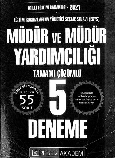 MÜDÜR VE MÜDÜR YARDIMCILIĞI 5 DENEME TAMAMI ÇÖZÜMLÜ Fotokopinci -