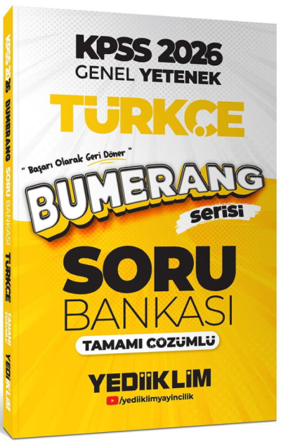 2026 KPSS Türkçe Bumerang Soru Bankası Çözümlü Yediiklim Yayınları Fotokopinci -