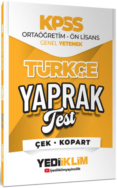 2026 KPSS Ortaöğretim-Önlisans Türkçe Çek Kopart Yaprak Test Yediiklim Yayınları Fotokopinci -