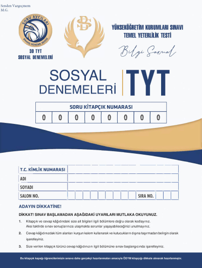 TYT Sosyal Denemeleri Bilgi Sarmal Fotokopinci -