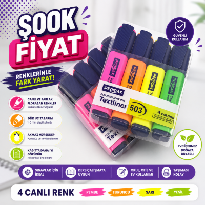 PENMAX 4 RENK FOSFORLU KALEM Fotokopinci -