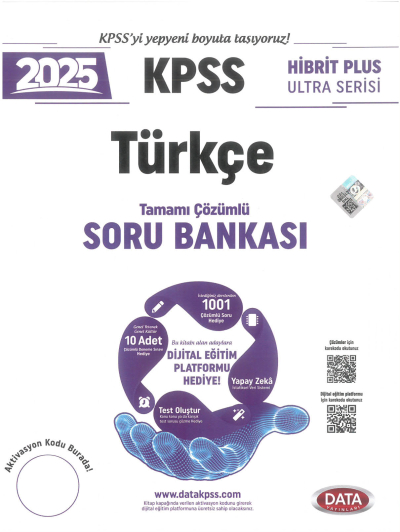 2025 KPSS Türkçe Hibrit Plus Ultra Serisi Karekod Çözümlü Soru Bankası Data Yayınları Fotokopinci -