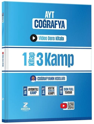 Coğrafyanın Kodları AYT Coğrafya 1 Kitap 3 Kamp Video Ders Kitabı Zeduva Yayınları Fotokopinci -