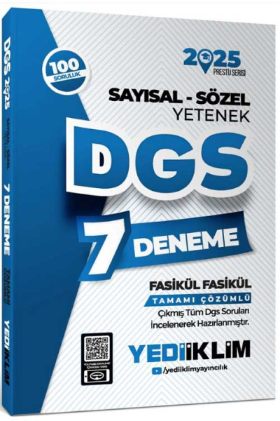 2025 DGS Sayısal-Sözel Yetenek 7 Fasikül Deneme Yediiklim Yayınları Fotokopinci -
