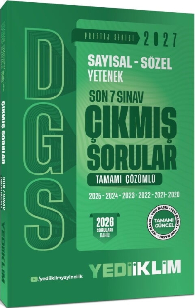 2027 DGS Sayısal Sözel Yetenek Son 7 Sınav Tamamı Çözümlü Çıkmış Sorular Yediiklim Yayınları Fotokopinci -