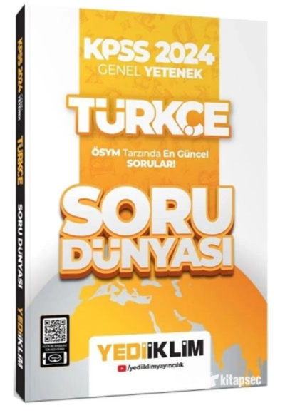 2024 KPSS Türkçe Soru Dünyası Soru Bankası Çözümlü Yediiklim Yayınları Fotokopinci -