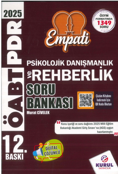 2025 AGS ÖABT Empati Psikolojik Danışmanlık ve Rehberlik Çözümlü Soru Bankası Kurul Yayıncılık Fotokopinci -