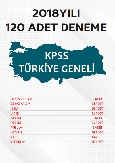 120 ADET TG DENEME 2018 YILI TG LİSTEMİZDEKİ TÜM YAYINLARI KAPSAR (TG117-TG126 ARASI) Fotokopinci -