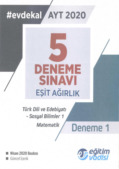 AYT Eşit Ağırlık 5 Deneme Sınavı Fotokopinci -