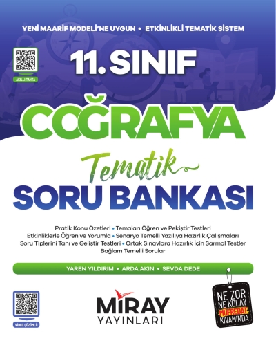 11. Sınıf Coğrafya Maarif Model Tematik Soru Bankası Miray Yayınları Fotokopinci -